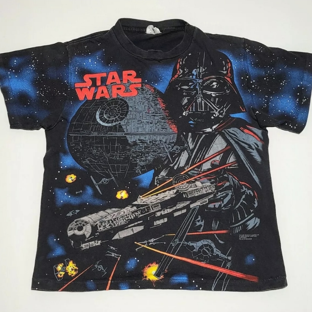 Vintage 80s Star Wars Darth Vader Shirt Allover